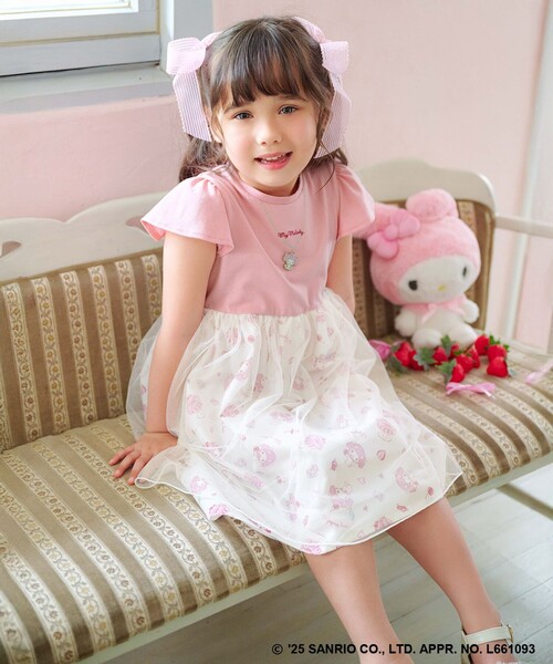 ANY（エニィ）の「【any FAM ×サンリオキャラクターズ】ネックレス風 ワンピース（ワンピース・キッズ・ブラック系/ライトグリーン系/ホワイト系/ピンク系・130/120/110/100）」の6枚目の写真