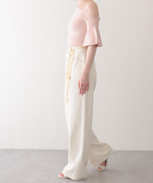 Lace Ladies(レースレディース)の「ハイウエスト クラッシュ ベルト付き ストレート デニムパンツ(デニムパンツ・レディース・ブルー/アイボリー・S/M/L/XL)」の12枚目の写真