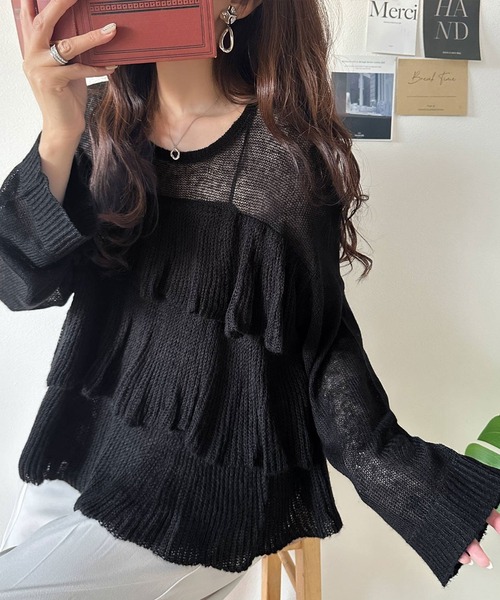 セール】ふんわり大人フェミニン♪ティアードフリルモヘアタッチ