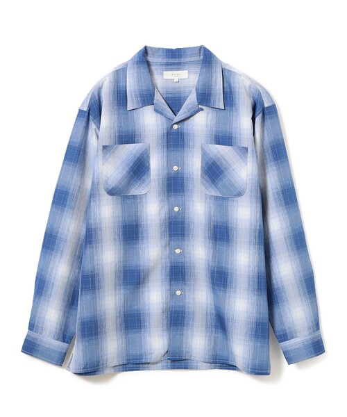 B:MING by BEAMS(ビーミングバイビームス)の「ポリエステル チェック オープンカラー シャツ(シャツ/ブラウス・メンズ・ブルー/ブラック・S/M/L/XL)」の1枚目の写真