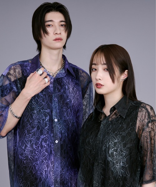 グラデーションフラワーレースシャツ（シャツ/ブラウス）｜Ellno