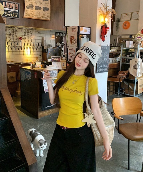 Ressaca(レサーカ)の「ラインストーンロゴTシャツ(Tシャツ/カットソー・レディース・ホワイト/レッド/イエロー・M)」の6枚目の写真
