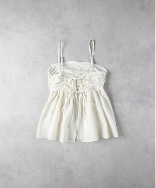 Right-on（ライトオン）の「【HONEYSUCKLE ROSE】ギャザーキャミソール（その他トップス・レディース・カーキブラウン/ブラック/オフホワイト・L/M）」の13枚目の写真