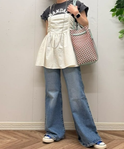 Right-on（ライトオン）の「【HONEYSUCKLE ROSE】ギャザーキャミソール（その他トップス・レディース・カーキブラウン/ブラック/オフホワイト・L/M）」の8枚目の写真