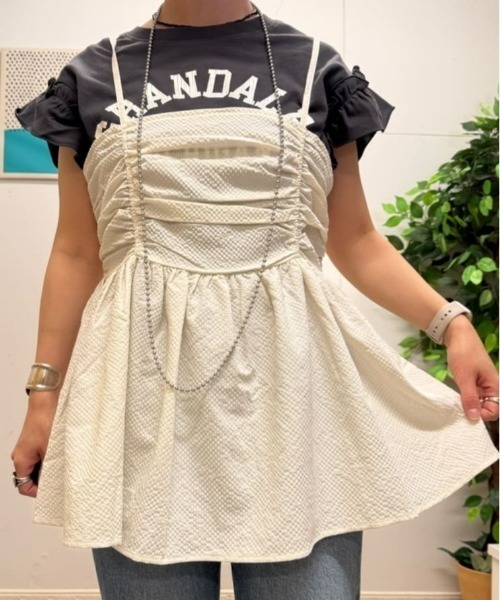 Right-on（ライトオン）の「【HONEYSUCKLE ROSE】ギャザーキャミソール（その他トップス・レディース・カーキブラウン/ブラック/オフホワイト・L/M）」の7枚目の写真