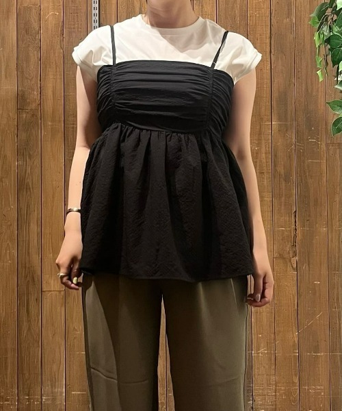 Right-on（ライトオン）の「【HONEYSUCKLE ROSE】ギャザーキャミソール（その他トップス・レディース・カーキブラウン/ブラック/オフホワイト・L/M）」の20枚目の写真