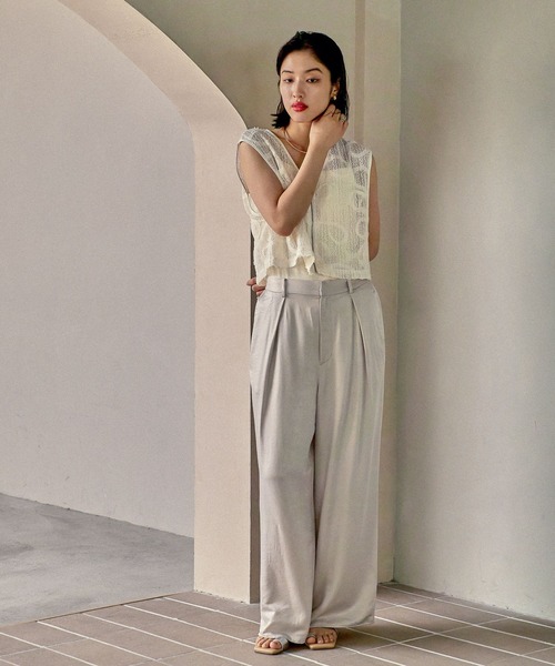 LEPSIM（レプシィム）の「サテンストレートパンツ　525968（その他パンツ・レディース・アイボリー/チャコールグレー/ブラウン・FREE）」の20枚目の写真