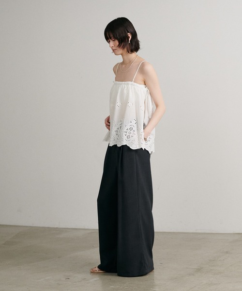 セール】【LARUTA】［Web限定］綿スカラップ刺繍キャミ