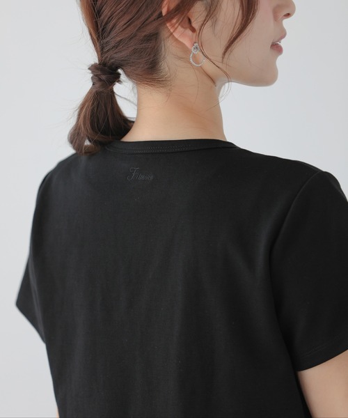 Fit more（フィットモア）の「裾ドッキング刺繍Tシャツ（Tシャツ/カットソー・レディース・ピンク/ブルー/ブラック・FREE）」の4枚目の写真