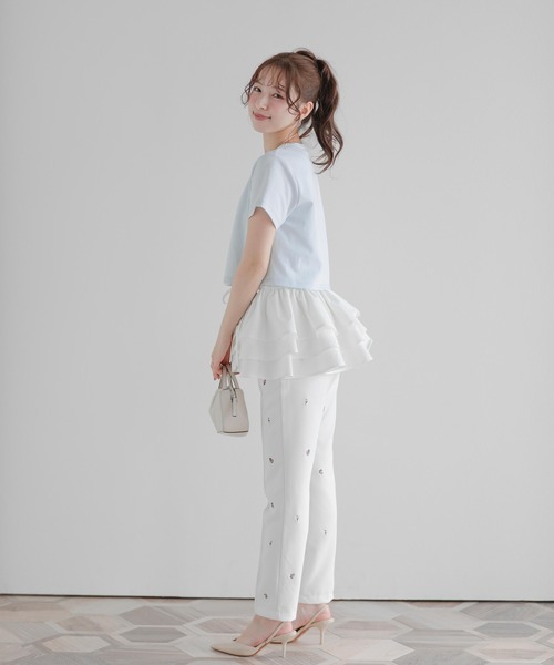 Fit more（フィットモア）の「裾ドッキング刺繍Tシャツ（Tシャツ/カットソー・レディース・ピンク/ブルー/ブラック・FREE）」の19枚目の写真