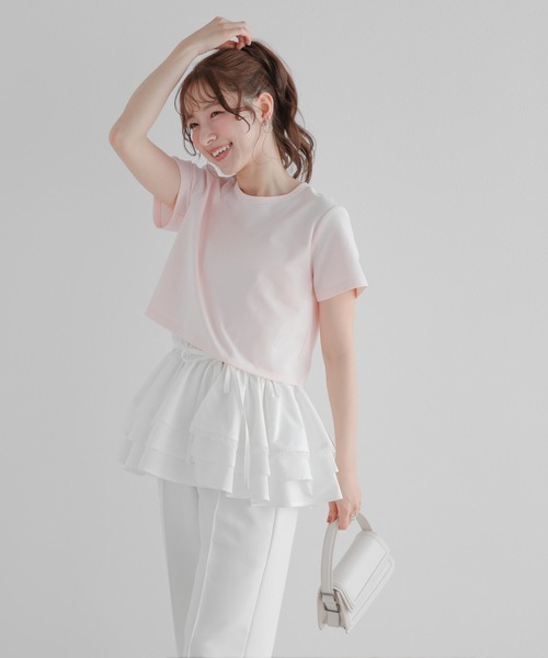 Fit more（フィットモア）の「裾ドッキング刺繍Tシャツ（Tシャツ/カットソー・レディース・ピンク/ブルー/ブラック・FREE）」の12枚目の写真