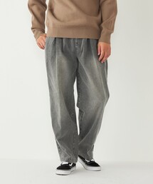 メンズのデニムパンツ（グレー/灰色系・ウォッシャブル加工