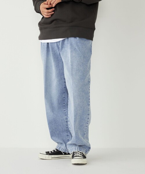 SHIPS Colors:〈洗濯機可能〉デニム ワイド テーパード トラウザーズ