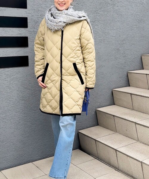 【TAION×LIMONTA】別注ベロアパイピングロングダウン　ブラック セール】【TAION×LIMONTA】別注ベロアパイピングロングダウン（ダウン