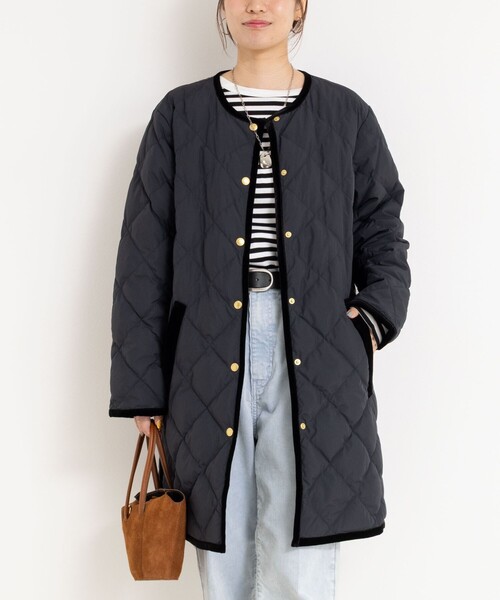 【TAION×LIMONTA】別注ベロアパイピングロングダウン　ブラック セール】【TAION×LIMONTA】別注ベロアパイピングロングダウン（ダウン