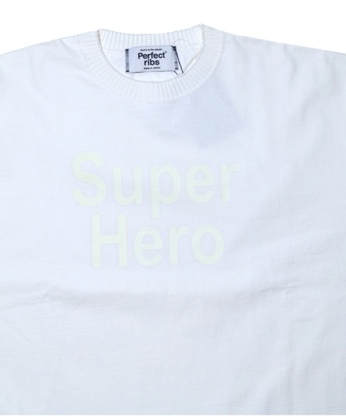 NATAL DESIGN(ネイタルデザイン)の「Perfect ribs X ALM X ROOM MATE ”SUPER HERO L/S TEE”(Tシャツ/カットソー・メンズ・ブラック/ホワイト・MEDIUM/LARGE/X-LARGE)」の2枚目の写真
