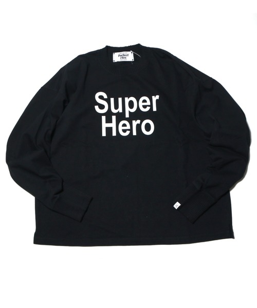 NATAL DESIGN(ネイタルデザイン)の「Perfect ribs X ALM X ROOM MATE ”SUPER HERO L/S TEE”(Tシャツ/カットソー・メンズ・ブラック/ホワイト・MEDIUM/LARGE/X-LARGE)」の1枚目の写真