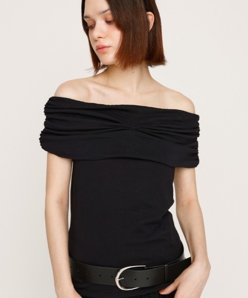 OUTIL ストライプ オフショルダー トップス SLY | STRETCH CUT OFF SHOULDER トップス (その他トップス