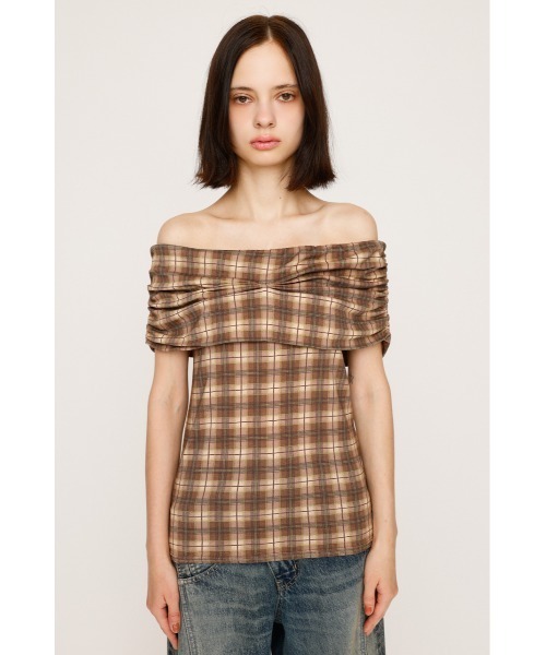 セール】STRETCH CUT OFF SHOULDER TOPS ストレッチ カット オフ