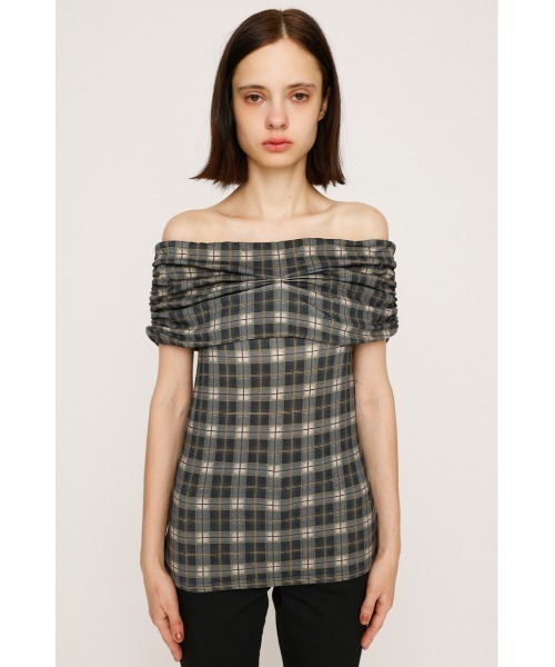 SLY(スライ)の「STRETCH CUT OFF SHOULDER TOPS ストレッチ カット オフショルダー トップス 夏服 秋服(Tシャツ/カットソー・レディース・ブラウン系その他2/ブラック系その他2/ブラック/レッド・FREE)」の10枚目の写真