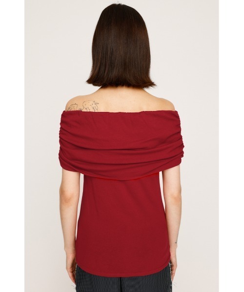 セール】STRETCH CUT OFF SHOULDER TOPS ストレッチ カット オフ