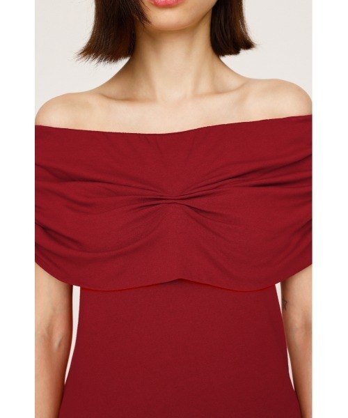 SLY(スライ)の「STRETCH CUT OFF SHOULDER TOPS ストレッチ カット オフショルダー トップス 夏服 秋服(Tシャツ/カットソー・レディース・ブラウン系その他2/ブラック系その他2/ブラック/レッド・FREE)」の22枚目の写真