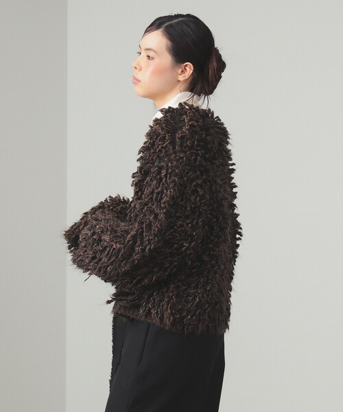 Ray BEAMS（レイビームス）の「ミックス ループ編み ニット ジャケット（ニット/セーター・レディース・ダークブラウン/ベージュ・ONE SIZE）」の10枚目の写真