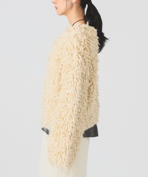 Ray BEAMS（レイビームス）の「ミックス ループ編み ニット ジャケット（ニット/セーター・レディース・ダークブラウン/ベージュ・ONE SIZE）」の12枚目の写真