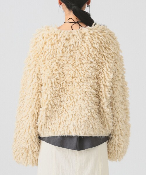 Ray BEAMS（レイビームス）の「ミックス ループ編み ニット ジャケット（ニット/セーター・レディース・ダークブラウン/ベージュ・ONE SIZE）」の13枚目の写真