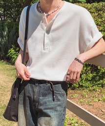 NOWLE（ノウル）の「【NOWLE】リラックス ワッフル ヘンリーネック 半袖 Tシャツ（Tシャツ/カットソー）」