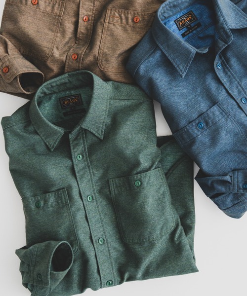 BEAMS PLUS(ビームスプラス)の「ツイル シャンブレー ワークシャツ(シャツ/ブラウス・メンズ・カーキ/グリーン/ブルー・S/M/L/XL)」の1枚目の写真