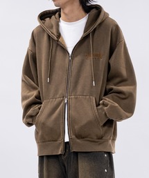 THRASHER | 【at】〔THRASHER/スラッシャー〕裏起毛 ワンポイントロゴ ピグメント ダブルジップパーカー(パーカー)