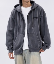 THRASHER | 【at】〔THRASHER/スラッシャー〕裏起毛 ワンポイントロゴ ピグメント ダブルジップパーカー(パーカー)