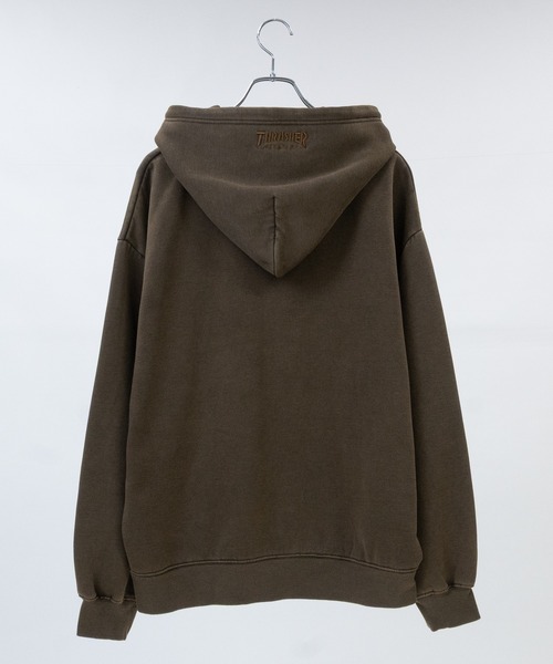 THRASHER(スラッシャー)の「【at】〔THRASHER/スラッシャー〕裏起毛 ワンポイントロゴ ピグメント ダブルジップパーカー(パーカー・メンズ・グレー/ネイビー/ブラウン/チャコールグレー・MEDIUM/FREE/LARGE)」の5枚目の写真