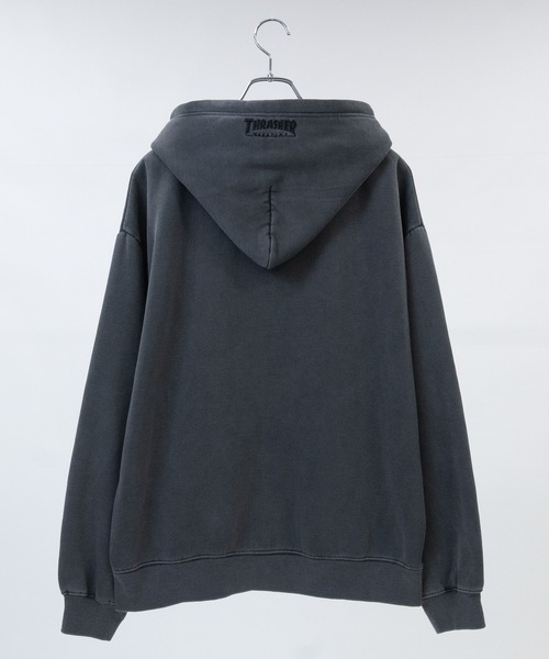 THRASHER(スラッシャー)の「【at】〔THRASHER/スラッシャー〕裏起毛 ワンポイントロゴ ピグメント ダブルジップパーカー(パーカー・メンズ・グレー/ネイビー/ブラウン/チャコールグレー・MEDIUM/FREE/LARGE)」の6枚目の写真