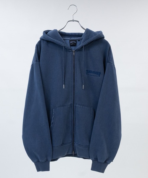 THRASHER(スラッシャー)の「【at】〔THRASHER/スラッシャー〕裏起毛 ワンポイントロゴ ピグメント ダブルジップパーカー(パーカー・メンズ・グレー/ネイビー/ブラウン/チャコールグレー・MEDIUM/FREE/LARGE)」の12枚目の写真