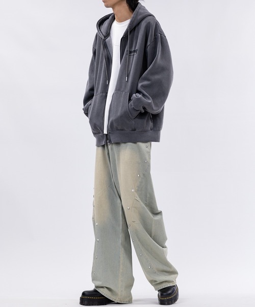 THRASHER(スラッシャー)の「【at】〔THRASHER/スラッシャー〕裏起毛 ワンポイントロゴ ピグメント ダブルジップパーカー(パーカー・メンズ・グレー/ネイビー/ブラウン/チャコールグレー・MEDIUM/FREE/LARGE)」の17枚目の写真