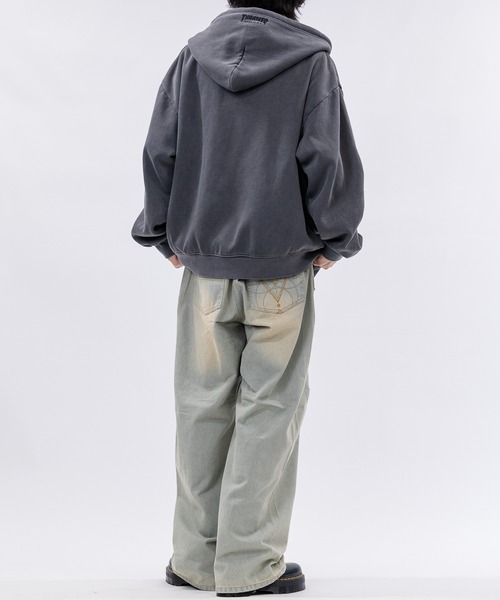 THRASHER(スラッシャー)の「【at】〔THRASHER/スラッシャー〕裏起毛 ワンポイントロゴ ピグメント ダブルジップパーカー(パーカー・メンズ・グレー/ネイビー/ブラウン/チャコールグレー・MEDIUM/FREE/LARGE)」の18枚目の写真