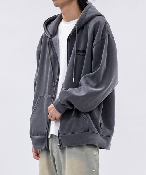 THRASHER(スラッシャー)の「【at】〔THRASHER/スラッシャー〕裏起毛 ワンポイントロゴ ピグメント ダブルジップパーカー(パーカー・メンズ・グレー/ネイビー/ブラウン/チャコールグレー・MEDIUM/FREE/LARGE)」の14枚目の写真