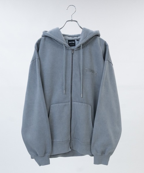 THRASHER(スラッシャー)の「【at】〔THRASHER/スラッシャー〕裏起毛 ワンポイントロゴ ピグメント ダブルジップパーカー(パーカー・メンズ・グレー/ネイビー/ブラウン/チャコールグレー・MEDIUM/FREE/LARGE)」の10枚目の写真