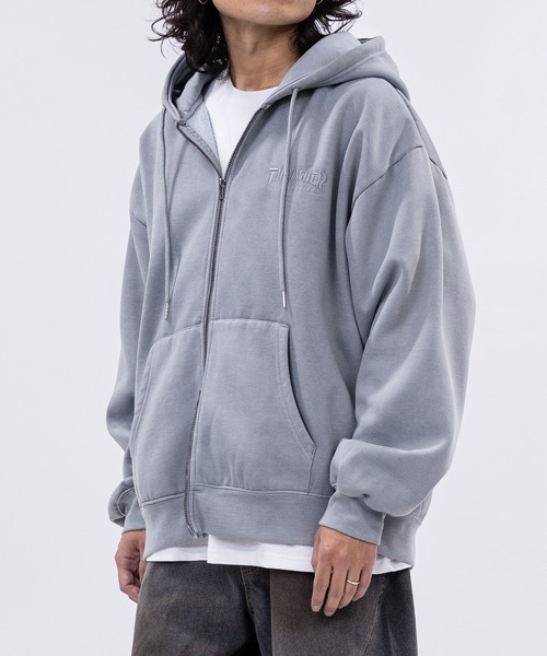 at】〔THRASHER/スラッシャー〕裏起毛 ワンポイントロゴ ピグメント