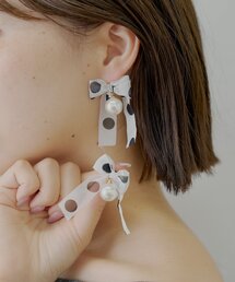 シアーリボンパールピアス