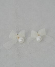 シアーリボンパールピアス