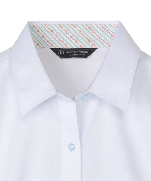 TOKYO SHIRTS(トウキョウシャツ)の「【透け防止】 形態安定ノーアイロン レギュラー 7分袖ビジネスワイシャツ(ビジネスシャツ・レディース・サックスブルー・S/M/L/LL/XL)」の3枚目の写真