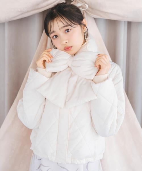 WILLSELECTION(ウィルセレクション)の「ダイヤキルティングリボン中綿ブルゾン(ブルゾン・レディース・ピンク/ブラック/オフホワイト・FREE)」の2枚目の写真