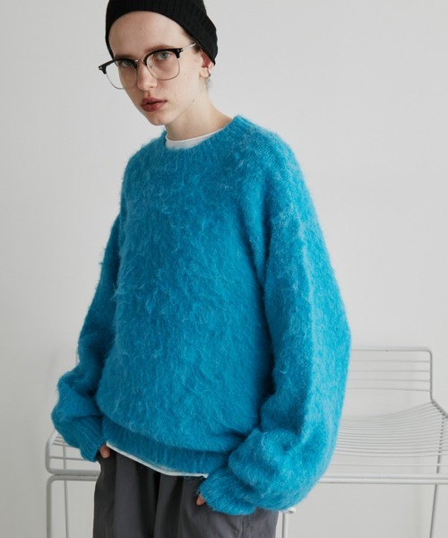 Auntie Rosa Holiday（アンティローザホリデー）の「MIXシャギークルーネックニット（ニット/セーター・レディース・ブルー/グレー/ネイビー・FREE）」の5枚目の写真