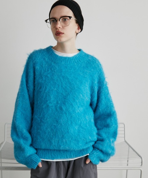 Auntie Rosa Holiday（アンティローザホリデー）の「MIXシャギークルーネックニット（ニット/セーター・レディース・ブルー/グレー/ネイビー・FREE）」の4枚目の写真