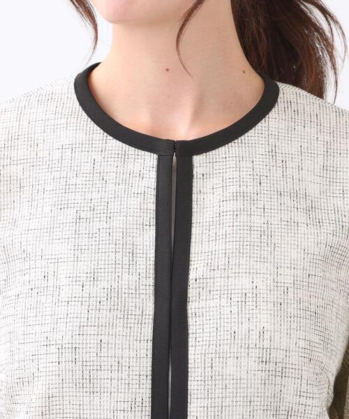 セール】【軽い着心地】メッシュツイードジャケット（ノーカラー