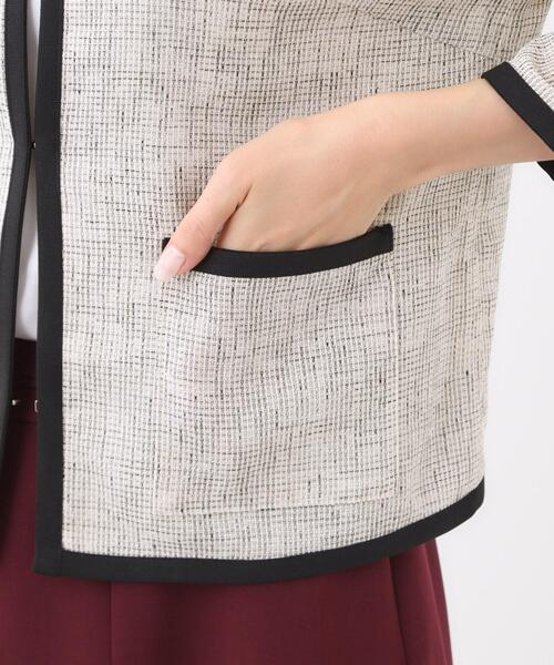 セール】【軽い着心地】メッシュツイードジャケット（ノーカラー