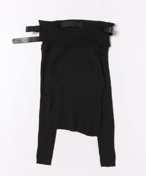 Lace Ladies(レースレディース)の「ベルト デザイン オフショル リブニット トップス(ニット/セーター・レディース・ブラック・FREE)」の2枚目の写真